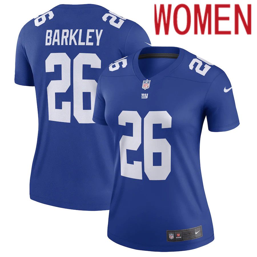 Women New York Giants 26 Saquon Barkley Nike Royal Legend NFL Jersey